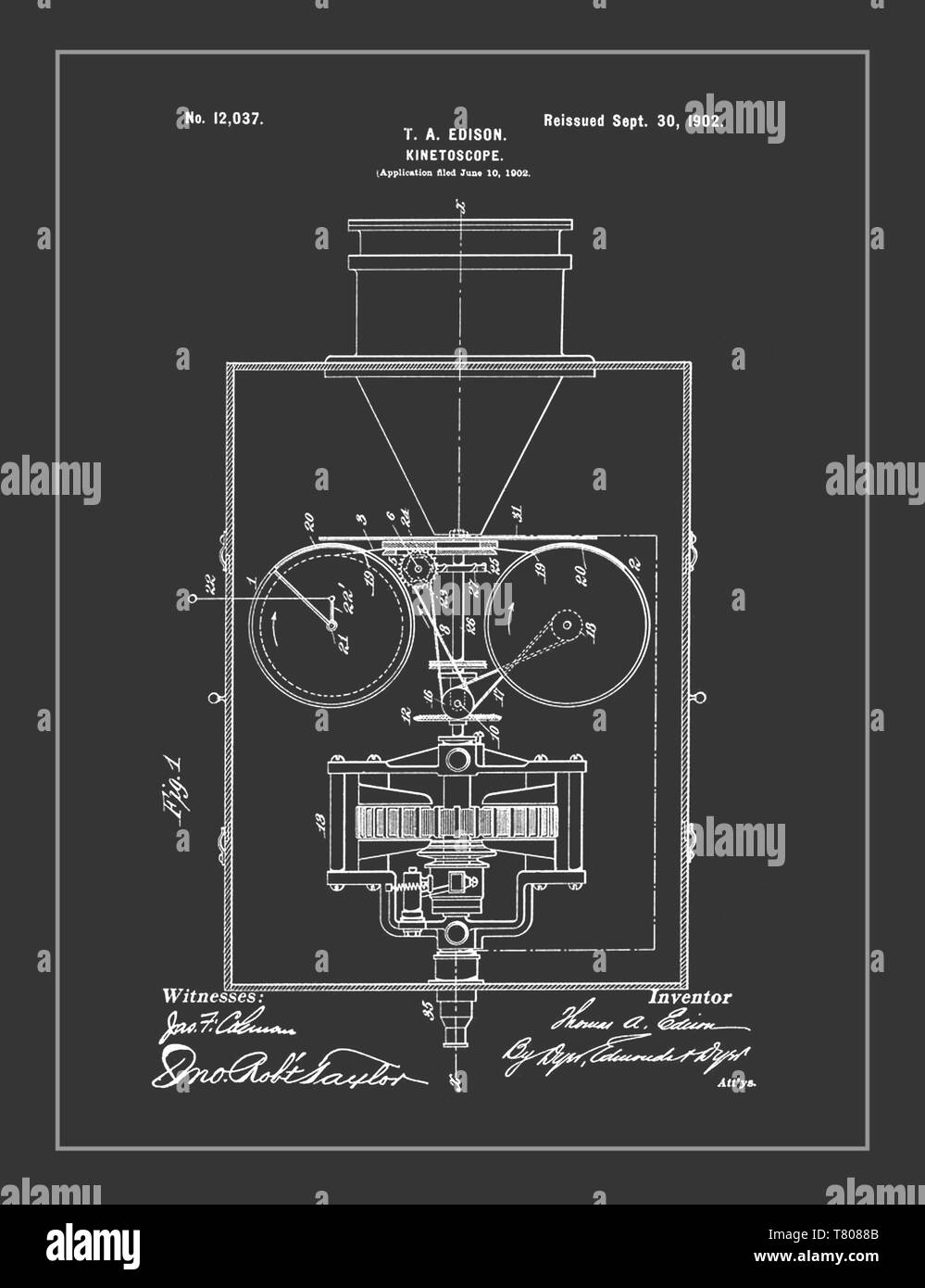 Thomas Edison, Kinetoscope Patent, 1902 Stock Photo