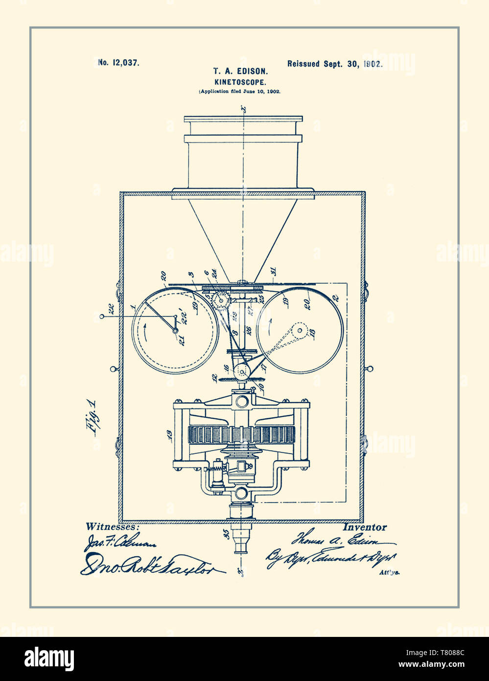 Thomas Edison, Kinetoscope Patent, 1902 Stock Photo