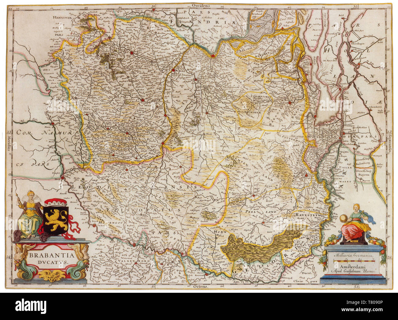 Joan Blaeu, Duchy of Brabant Map, 17th Century Stock Photo