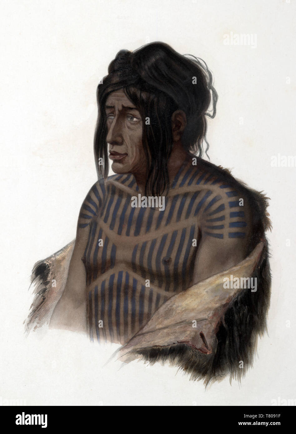 Native American Cree Indian Chief, 1830s Stock Photo