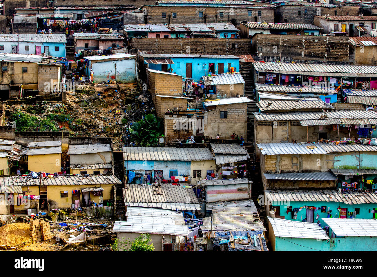Slums in Abidjan, Ivory Coast, West Africa, Africa Stock Photo