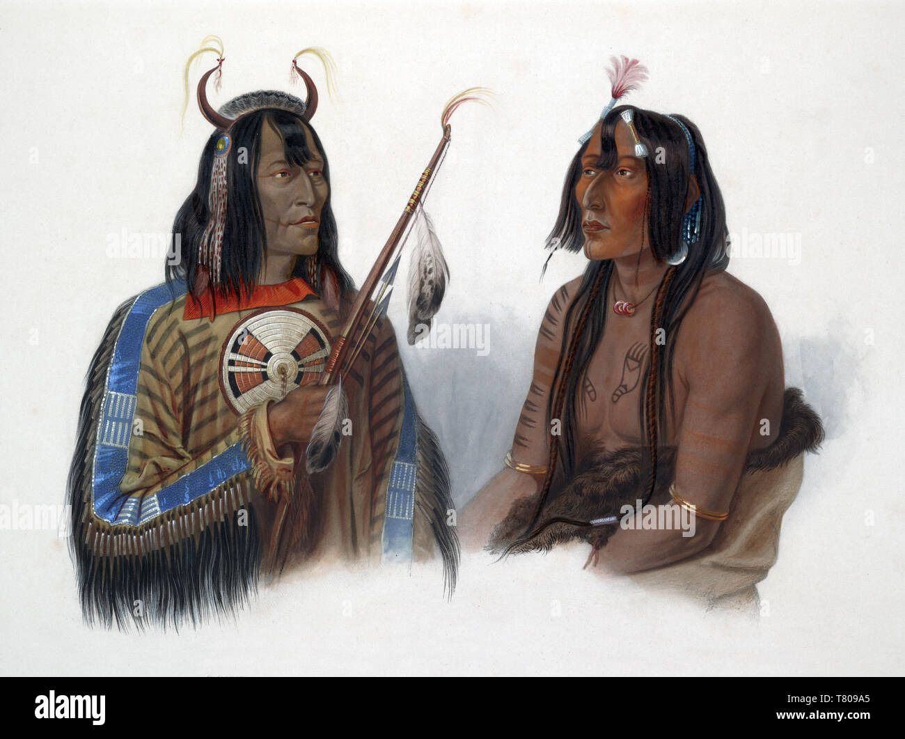 Native American Assiniboine and Yankton Indians, 1830s Stock Photo