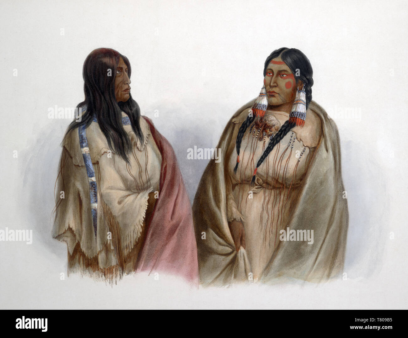 Native American Snake and Cree Women, 1830s Stock Photo