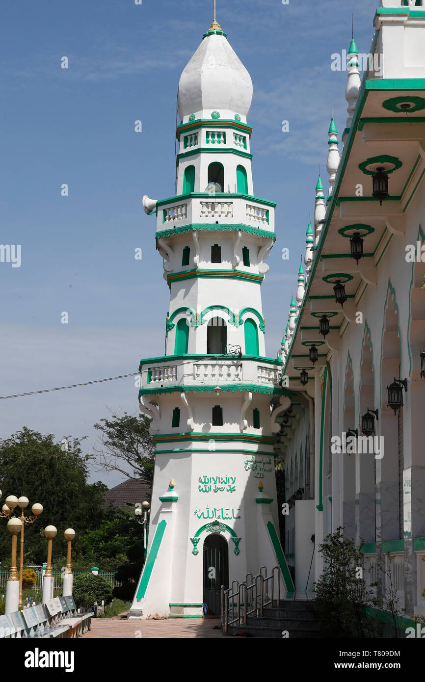The minaret, Jamiul Azhar Mosque, Chau Doc, Vietnam, Indochina, Southeast Asia, Asia Stock Photo