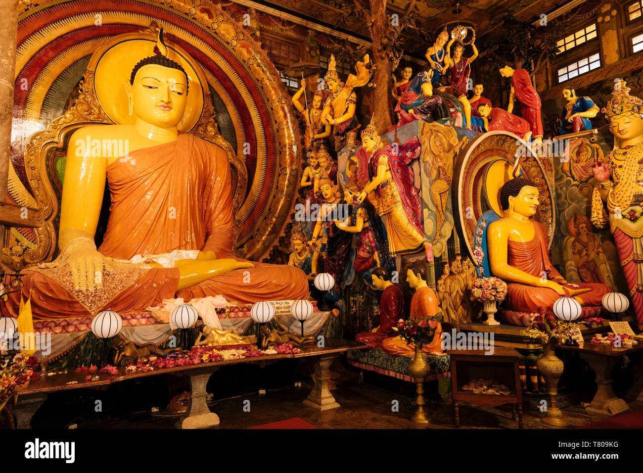 Gangaramaya Temple, Colombo, Western Province, Sri Lanka, Asia Stock Photo