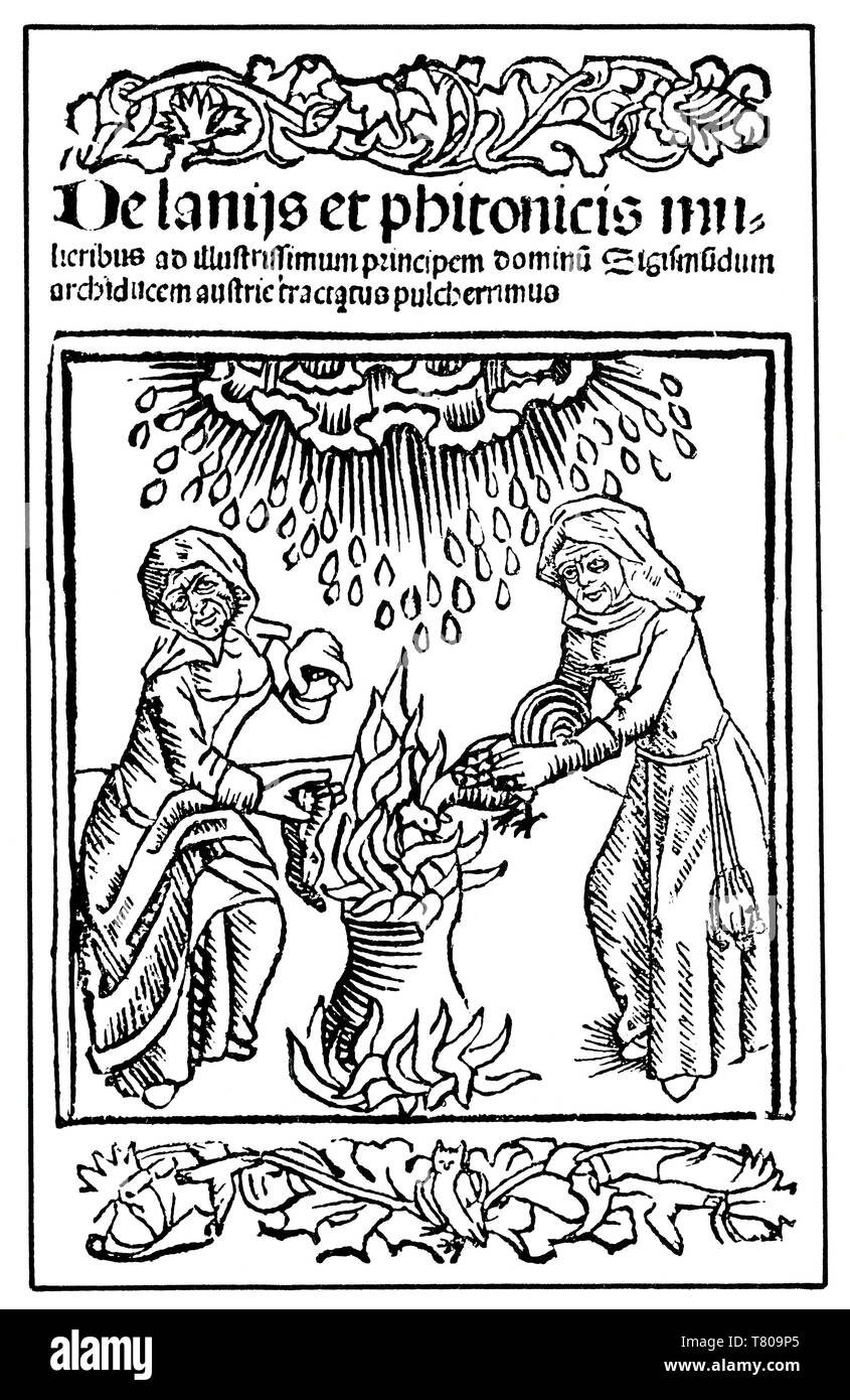 Ulrich Molitor, De Lamiis et Pythonicis Mulieribus, 1489 Stock Photo