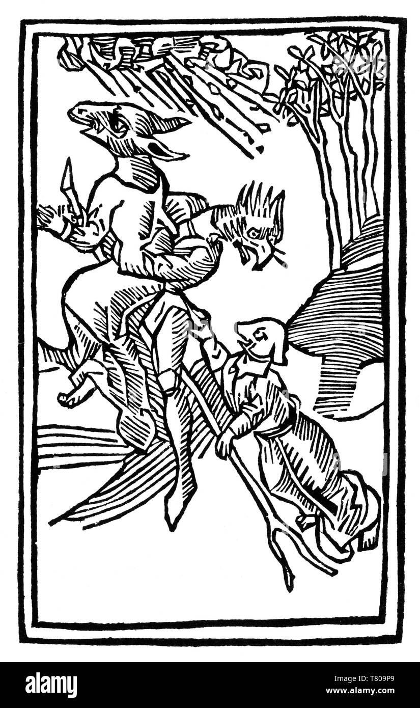 Demons Riding to Witches' Sabbath, 1489 Stock Photo