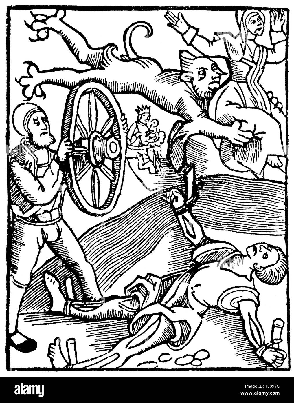 Torture, The Breaking Wheel, 1517 Stock Photo