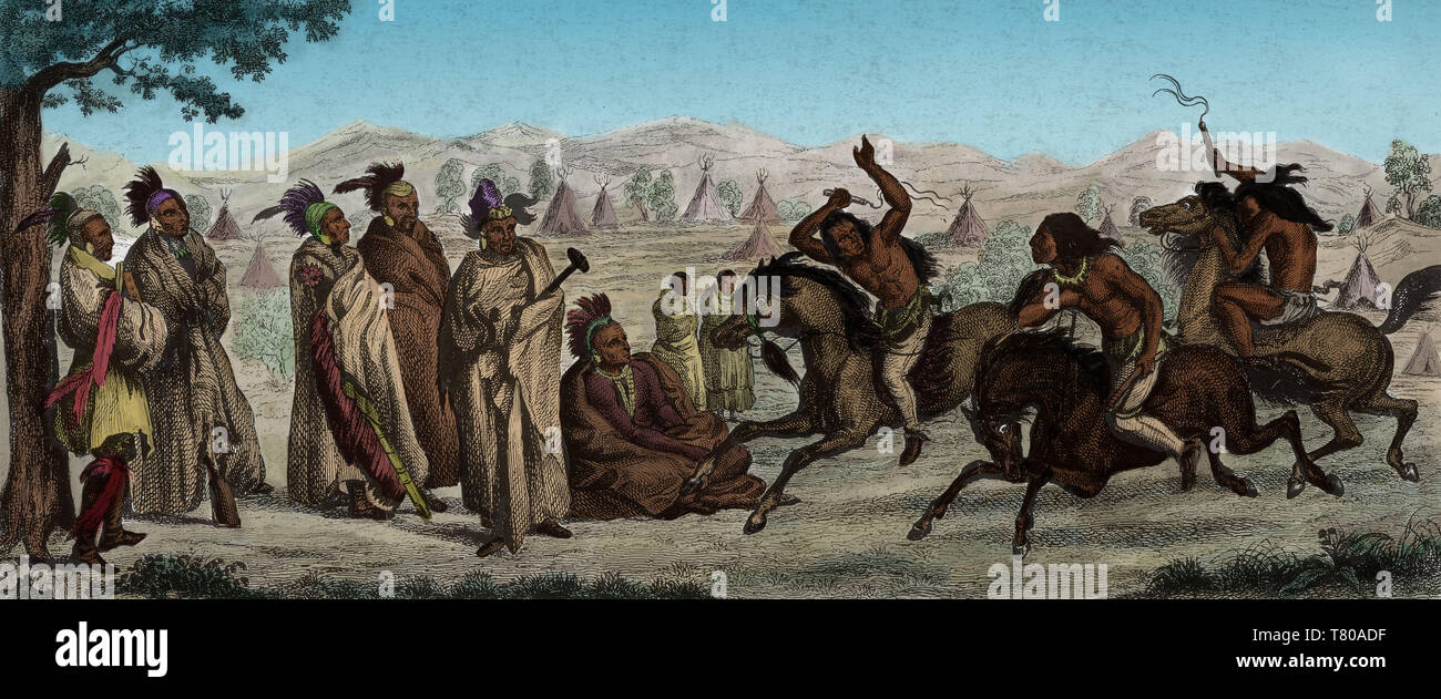 Native American Sioux Indians Horse Racing Stock Photo Alamy