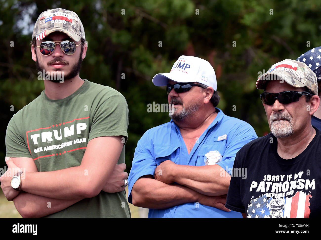 Panama City Beach, Florida, USA. 08th May, 2019. Supporters of U.S. President Donald Trump wait in line to hear the President speak at a Make America Great Again rally at the Aaron Bessant Park  Amphitheater on May 8, 2019 in Panama City Beach, Florida. (Paul Hennessy/Alamy) Credit: Paul Hennessy/Alamy Live News Stock Photo