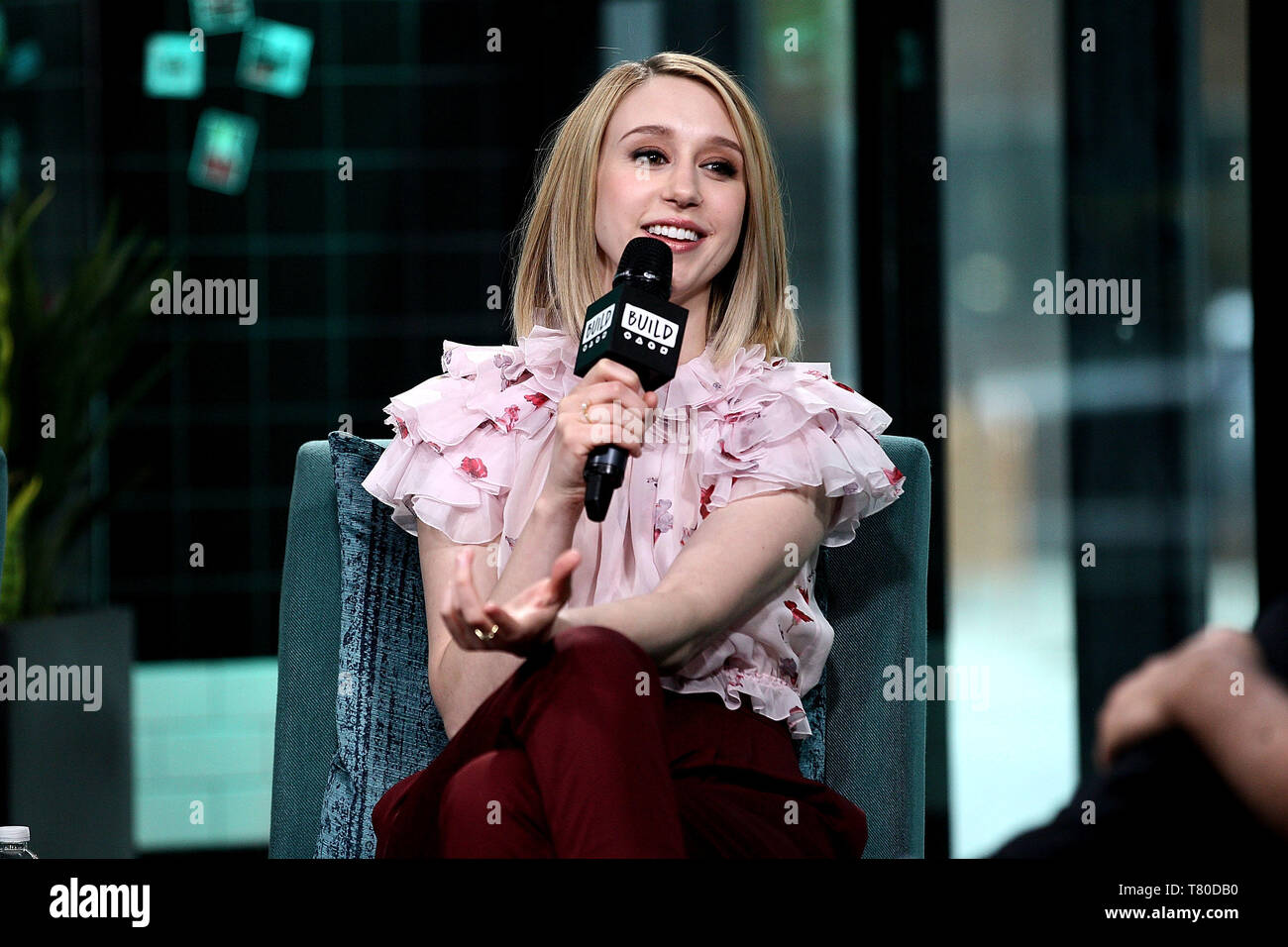 New York, USA. 9 May, 2019. Taissa Farmiga at the BUILD Series with Taissa Farmiga and Crispin Glover, discussing the film "We Have Always Lived in the Castle" at BUILD Studio. Credit: Steve Mack/Alamy Live News Stock Photo