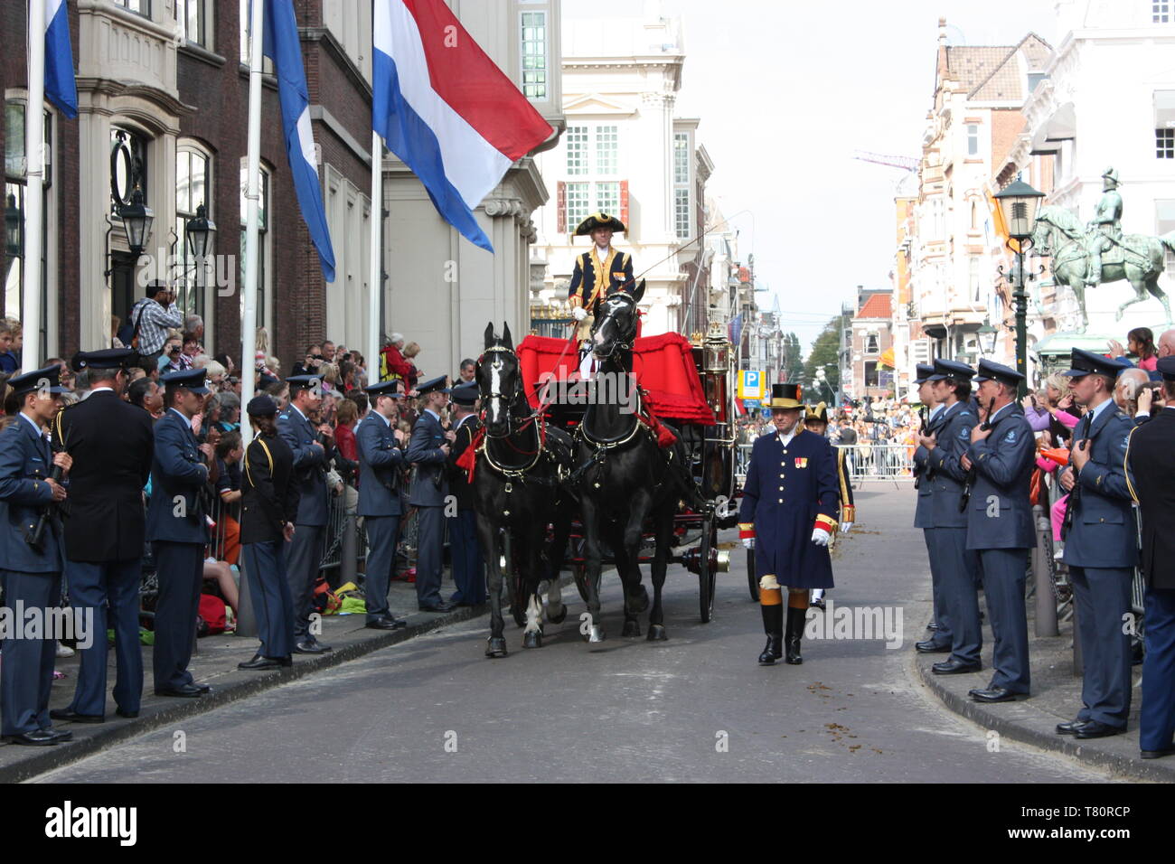 The Royal procession started from Noordeine Palace to the Ridderzaal in the Hague on Prinsjesdag (opening of the parliamentary year by Queen) Stock Photo