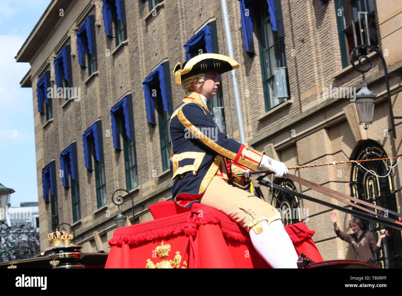 Driver of the Golden Coach with royal family on Prinsjesdag (opening of parliamentary year by Queen) on September 16, 2008 in Den Haag, Zuid Holland. Stock Photo