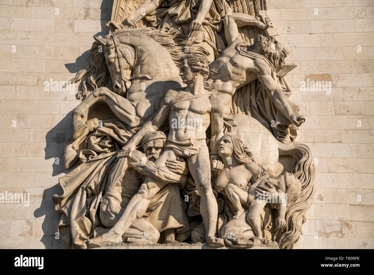 Relief Der Widerstand 1814 am Triumphbogen Arc de Triomphe, Paris, Frankreich  |  sculpture La Resistance de 1814 on triumphal arch Arc de Triomphe, P Stock Photo