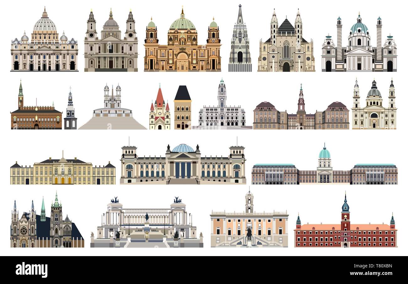 Vector Collection Of Isolated Palaces Temples Churches 47 Off 4664