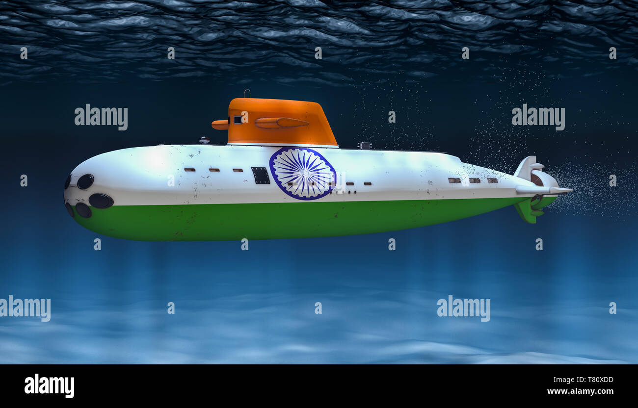 Submarine of Indian Navy, concept. 3D rendering Stock Photo