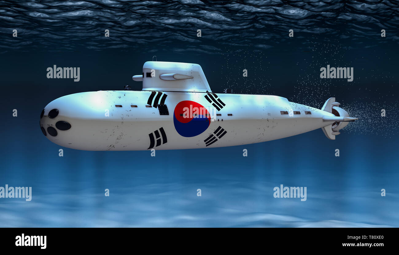 Submarine of South Korea Navy, concept. 3D rendering Stock Photo