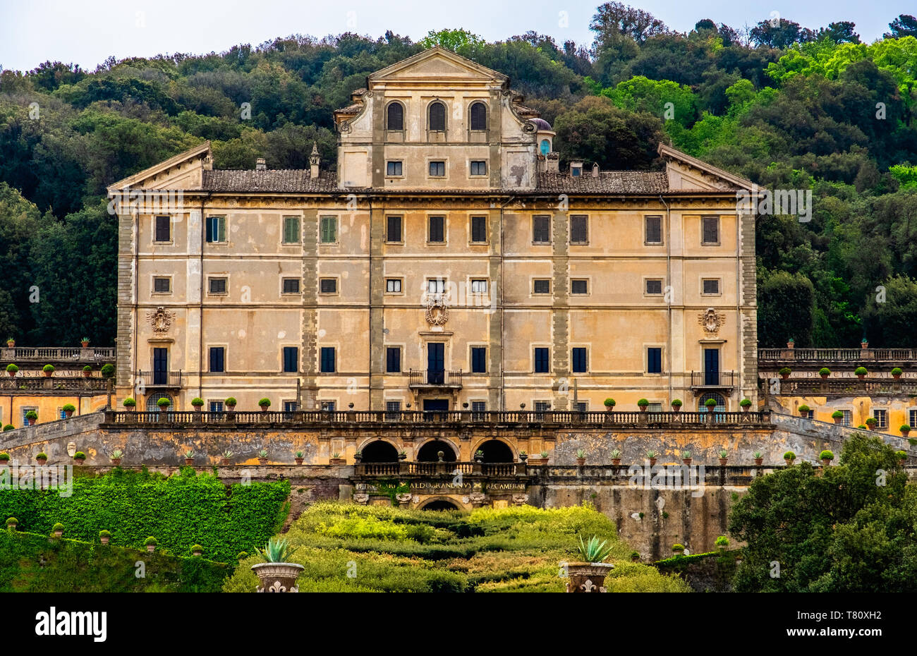 nobility historic palace in Frascati - Villa Aldobrandini - Rome province landmarks in Lazio - Italy Stock Photo