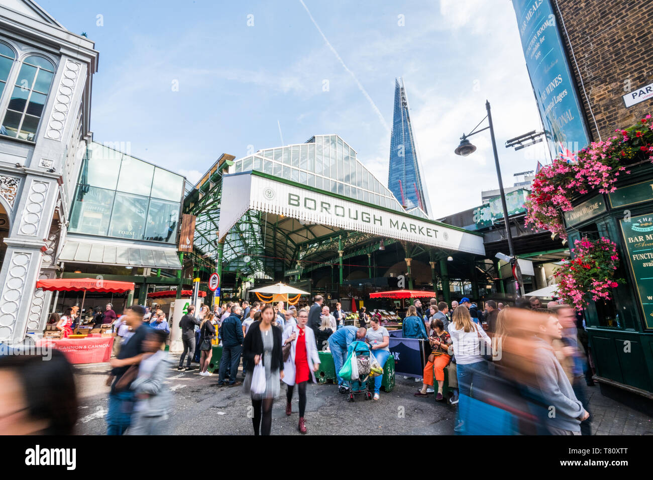 Borough Market bustling with shoppers, Southwark, London Bridge, London, England, United Kingdom, Europe Stock Photo