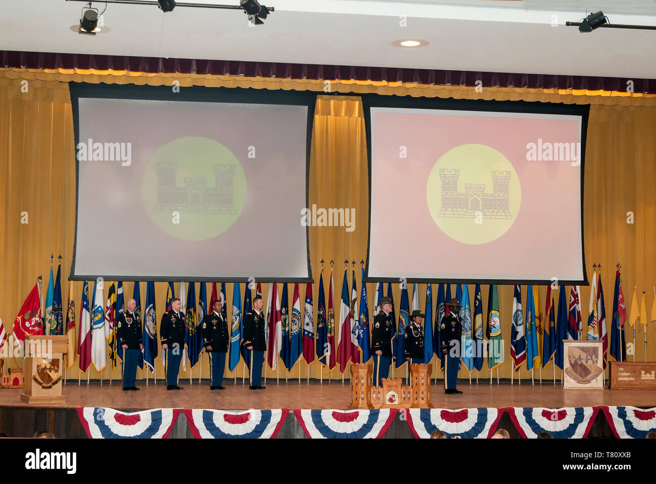 Fort  Leonard Wood. Abrahms Theater, A Co 35th OSUT.  US Army National Guard basic training graduation ceremonies. Stock Photo