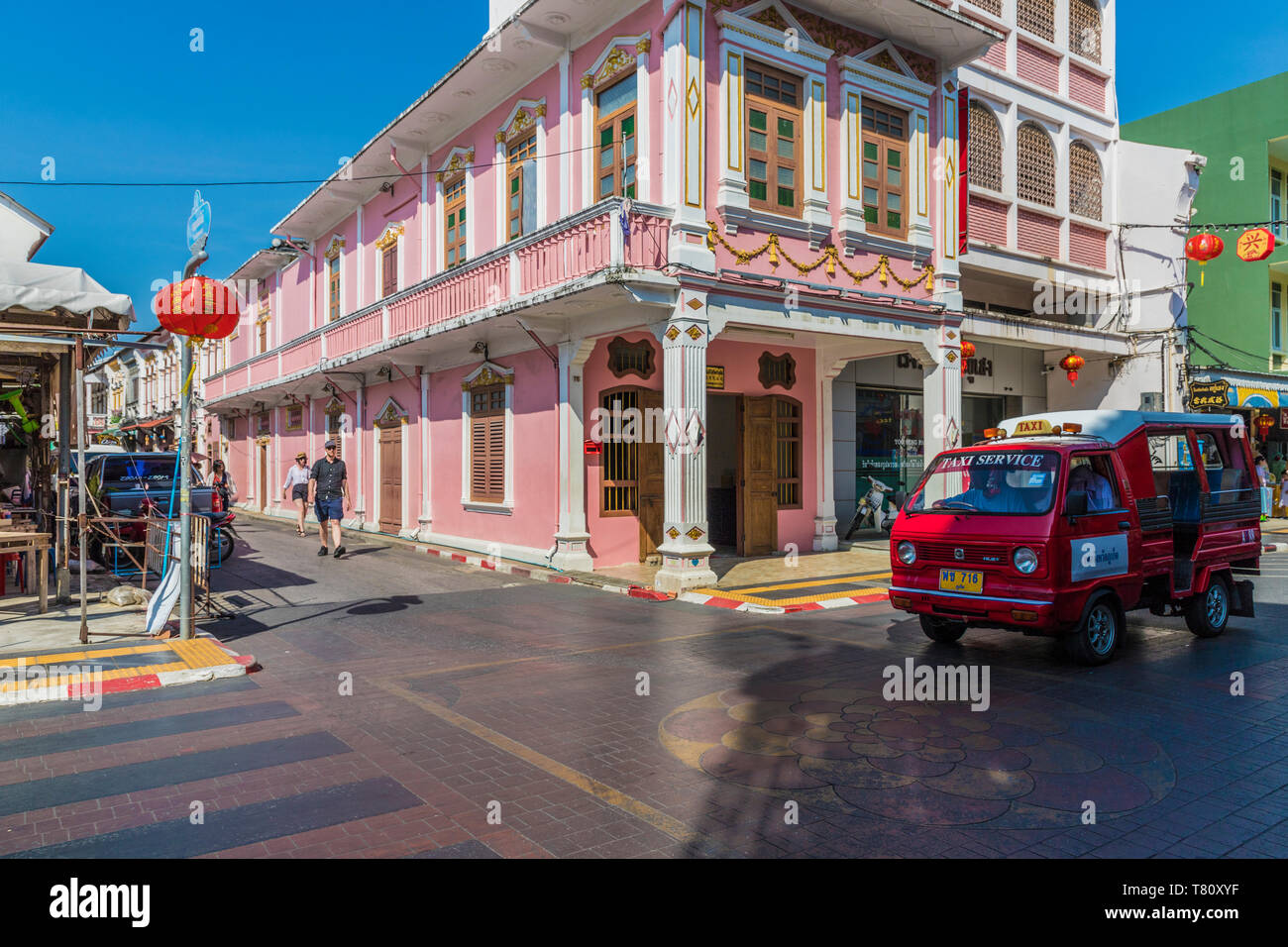 Beautiful Sino-Portuguese architecture on Soi Romanee (road) in Phuket old town, Phuket, Thailand, Southeast Asia, Asia Stock Photo