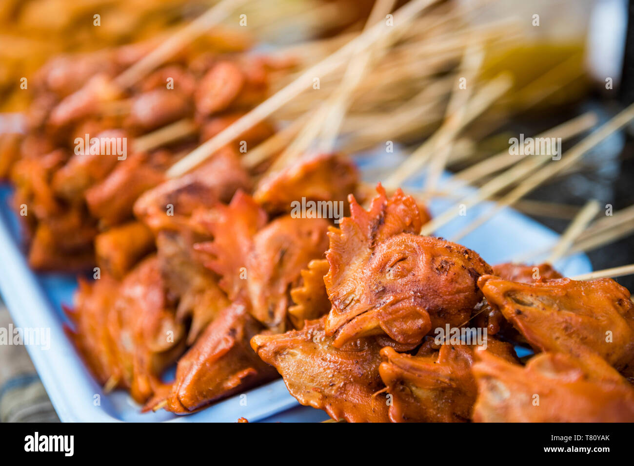 Chicken heads for sale at Ywama Market, Inle Lake, Shan State, Myanmar (Burma) Stock Photo