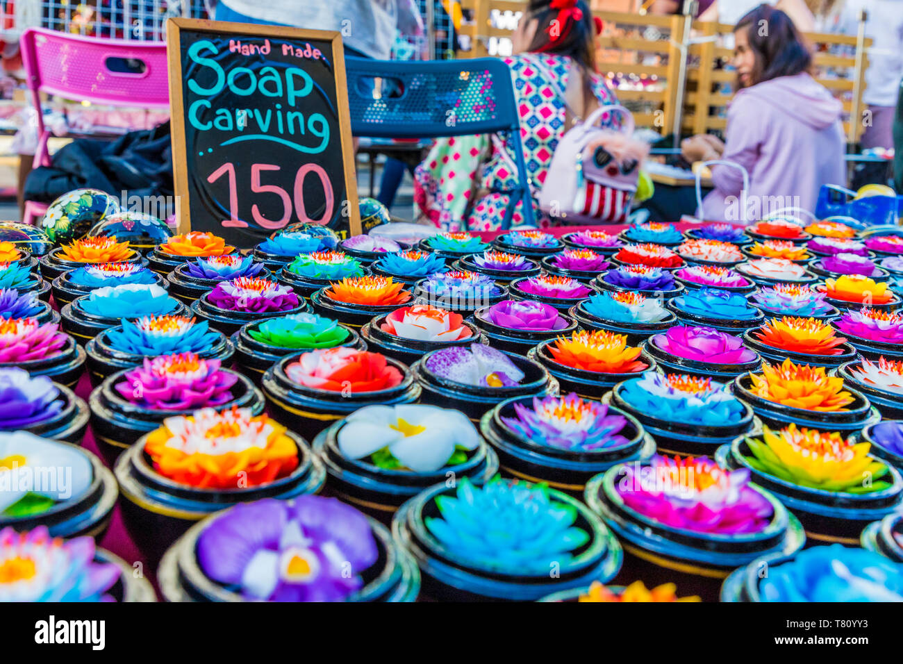 Carved soap for sale at the famous Walking Street night market in Phuket old Town, Phuket, Thailand, Southeast Asia, Asia Stock Photo