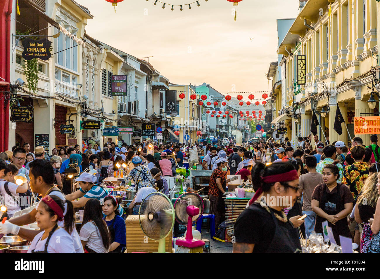 The famous Walking Street night market in Phuket old Town, Phuket