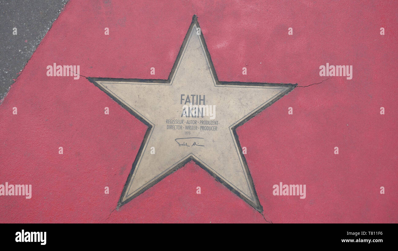 BERLIN, GERMANY - MAY 4, 2019: Star of Fatih Akin At Boulevard der Stars, Walk of Fame In Berlin, Germany Stock Photo