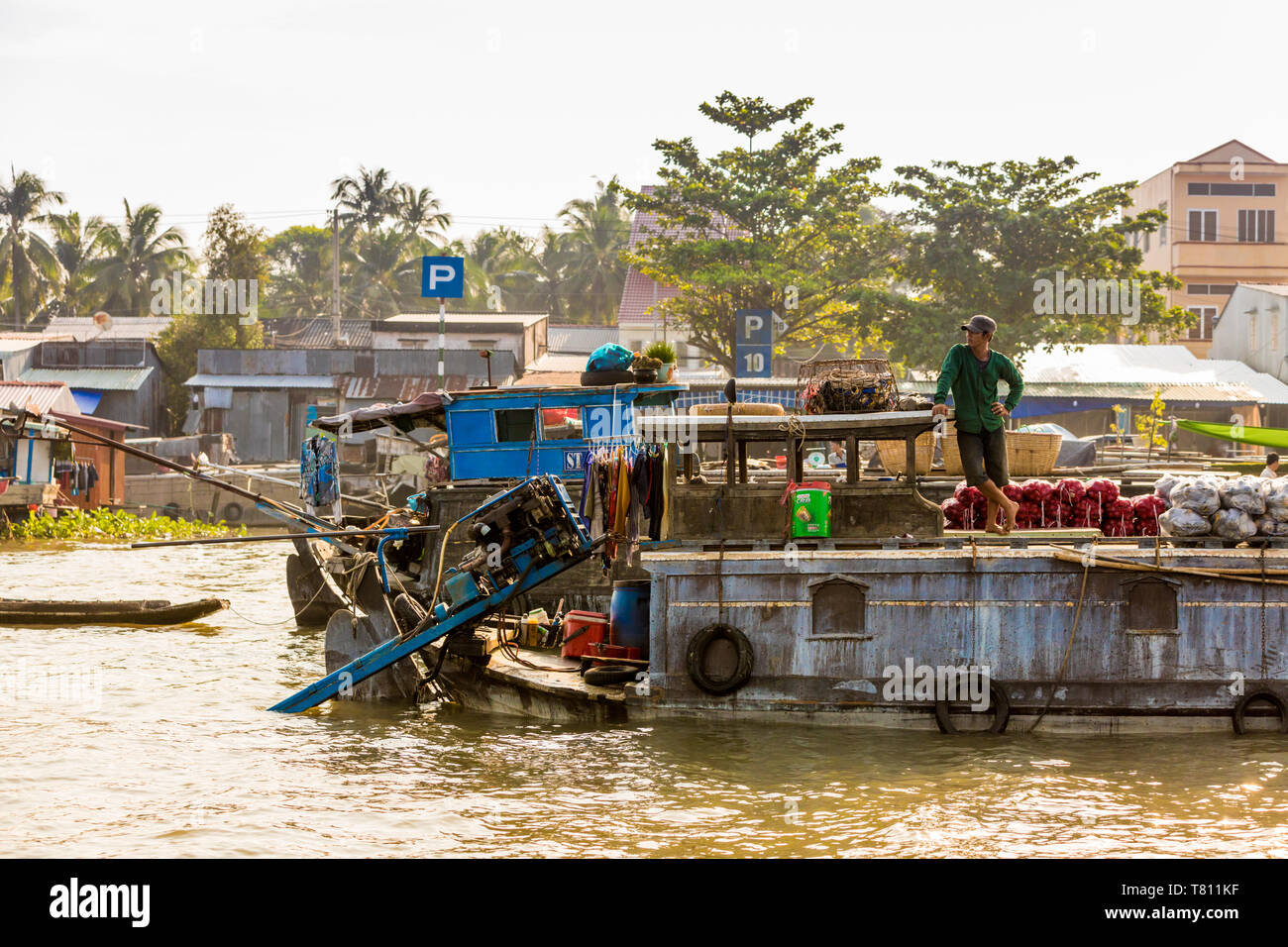 The floating market outside of Can Tho, Vietnam, Indochina, Southeast Asia, Asia Stock Photo