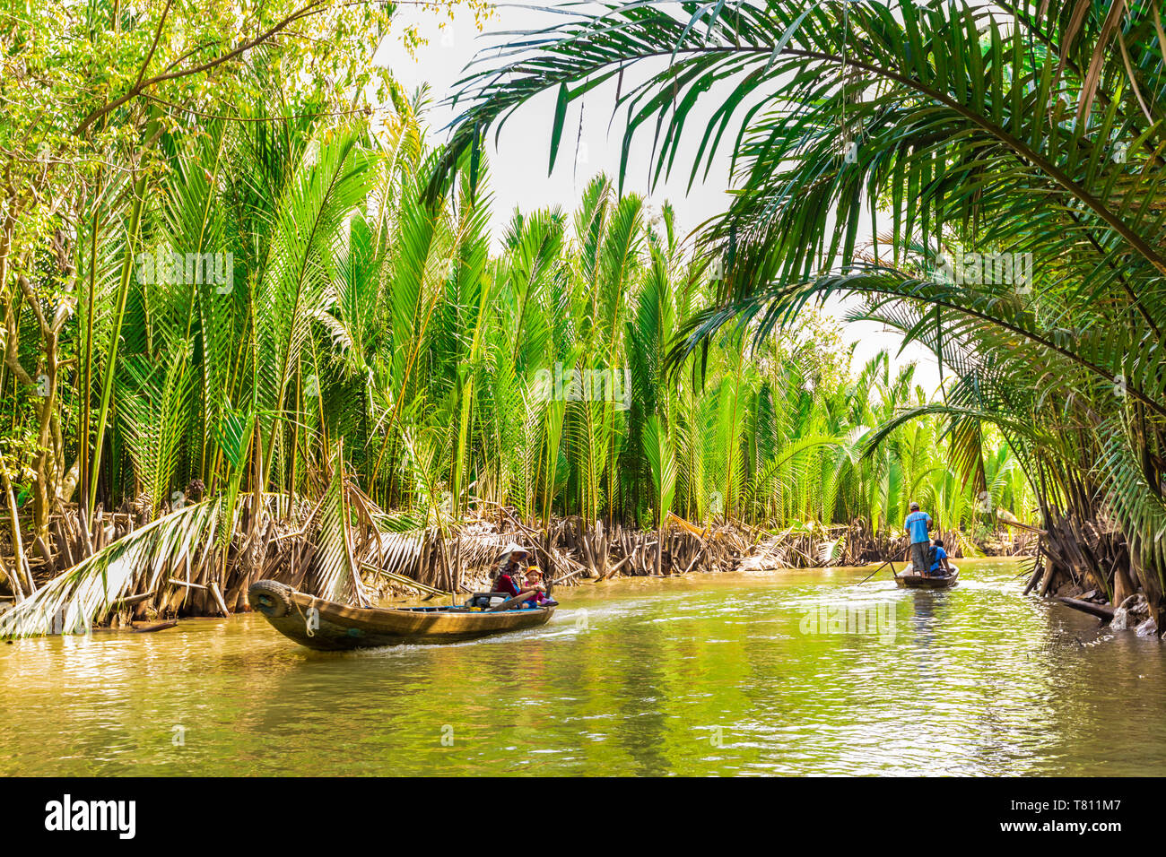Sailing on the tributaries of the Mekong River, Vietnam, Indochina, Southeast Asia, Asia Stock Photo