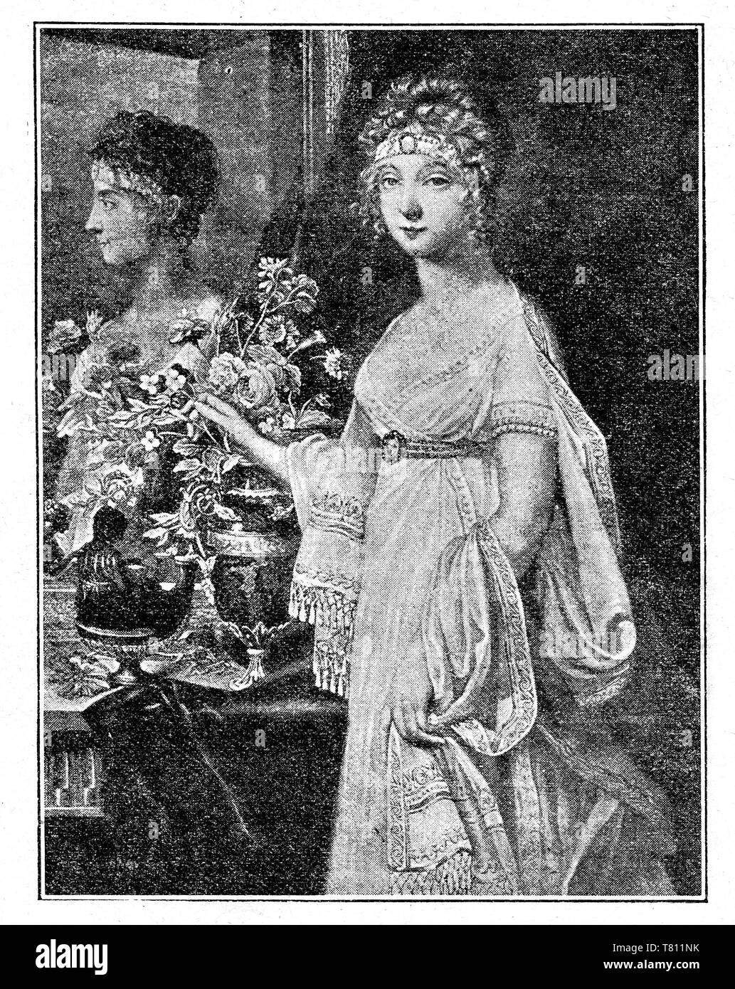 Empress Elizabeth Alekseevna. Digital improved reproduction from Illustrated overview of the life of mankind in the 19th century, 1901 edition, Marx publishing house, St. Petersburg Stock Photo