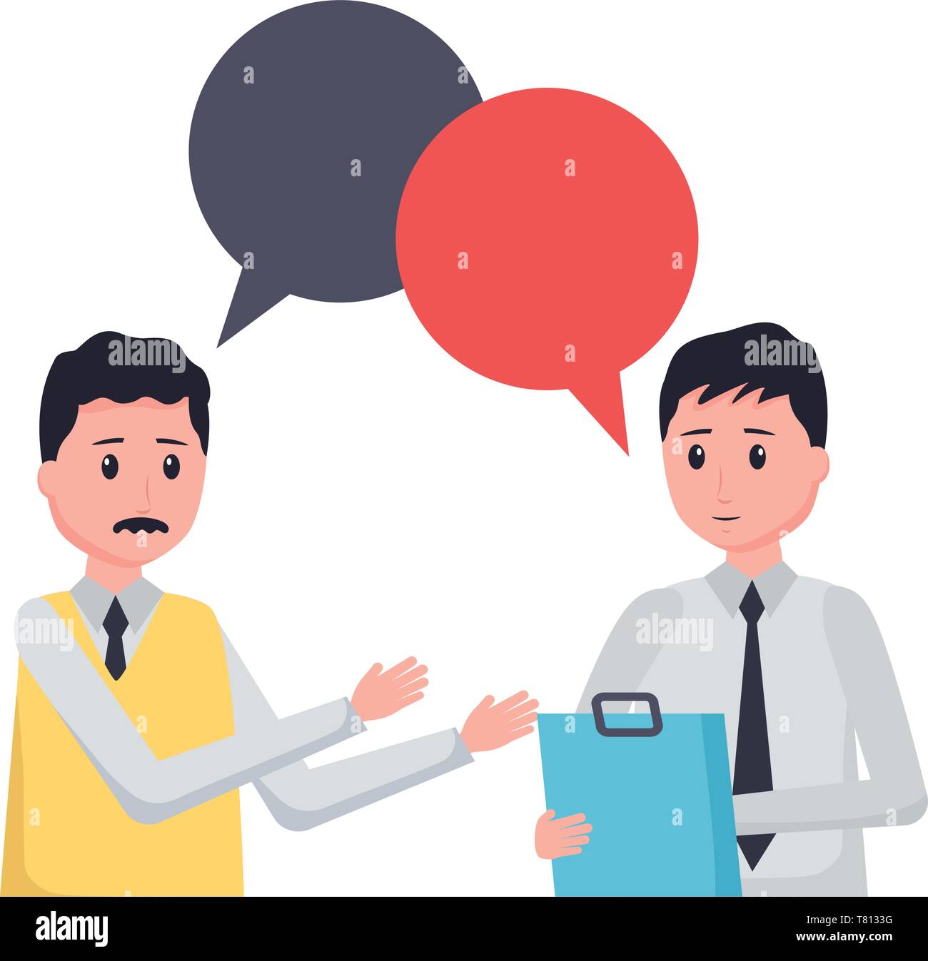 business men with clipboard talking Stock Vector