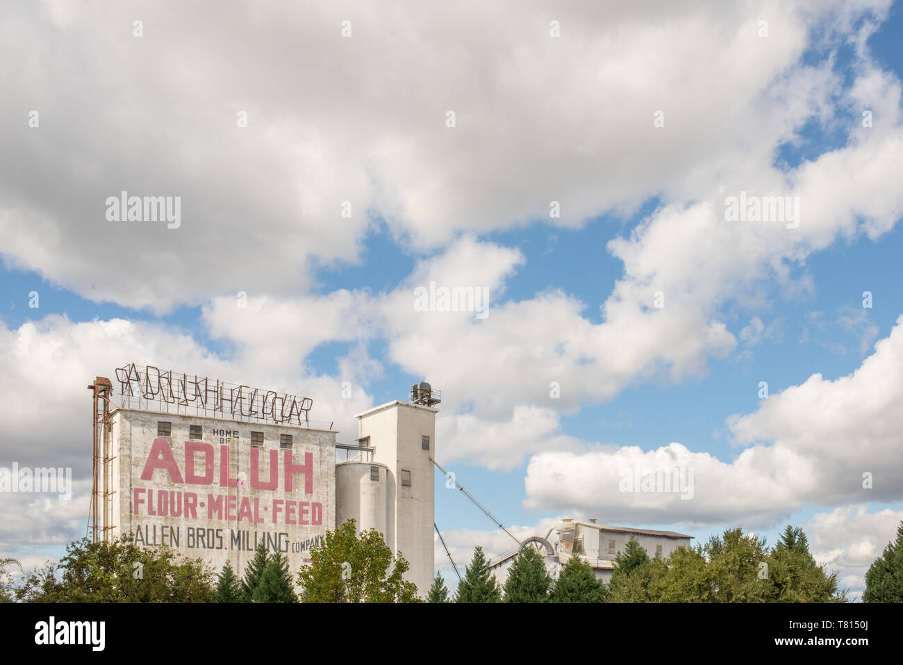 The iconic Adluh Flour Mill still stands and remains a working mill