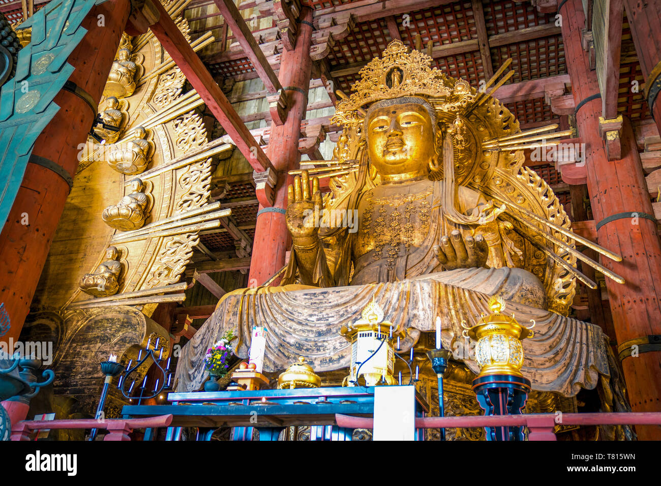Gold Giant Guan Yin Statue in Todaiji temple, Nara Prefecture, Japan