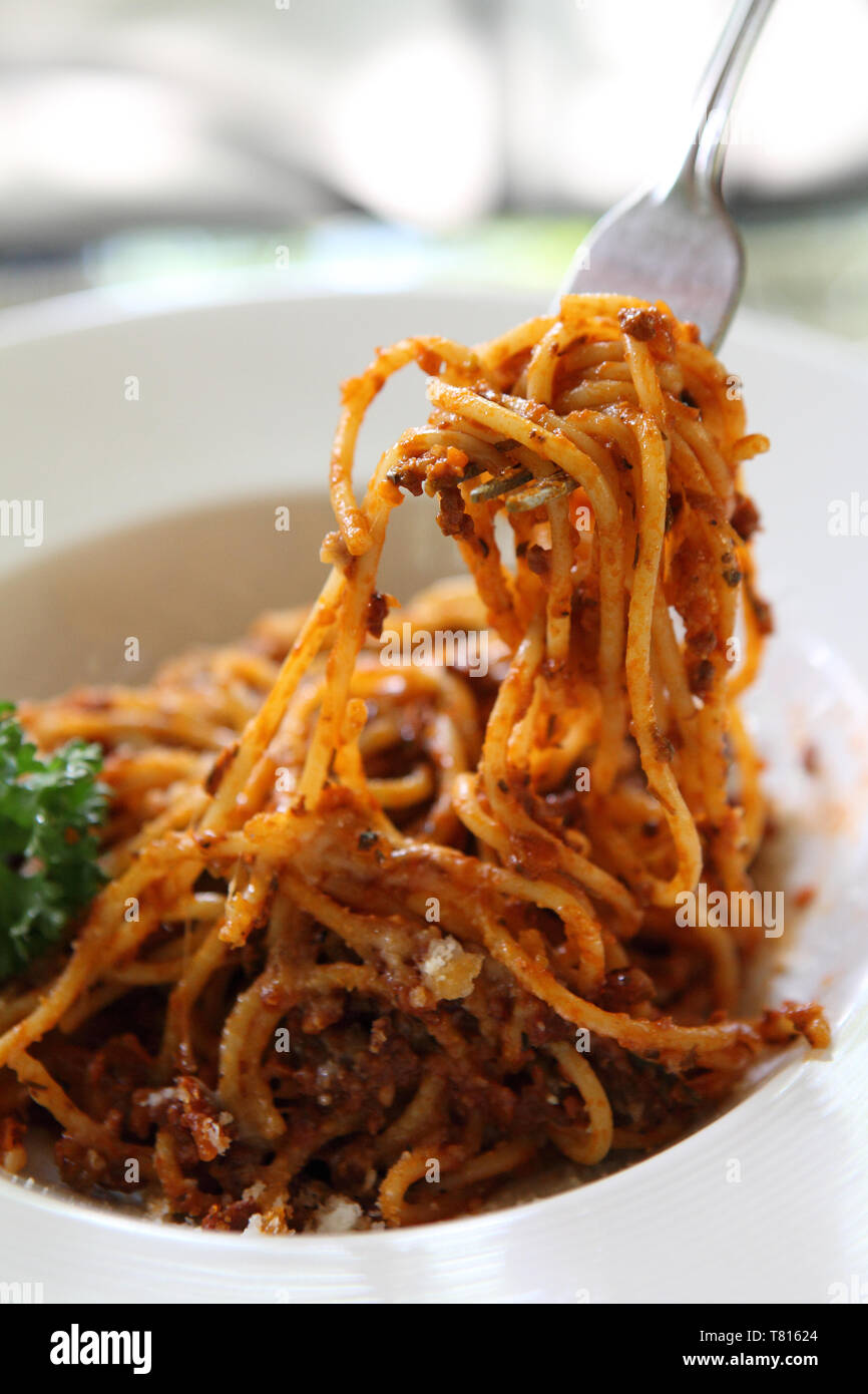spaghetti beef bolognese Stock Photo Alamy