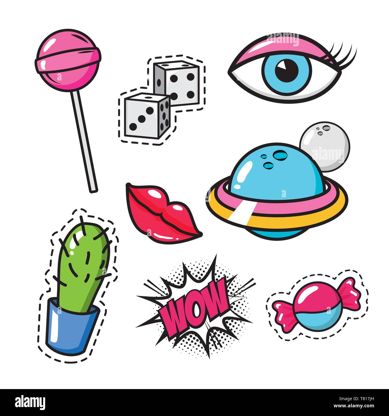 Pop Art Stickers Stock Illustration - Download Image Now - Sticker