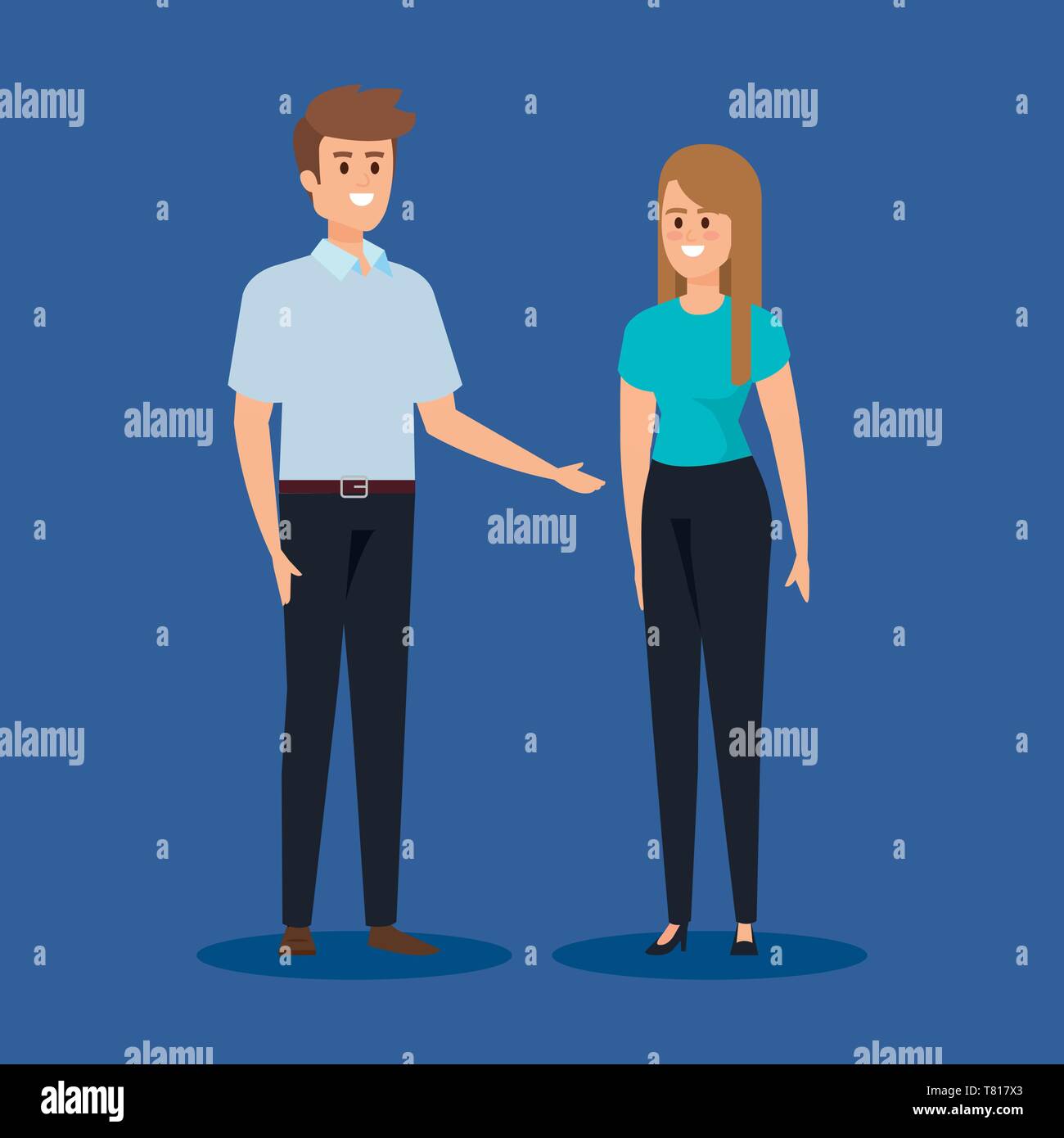 woman and man with hairstyle and elegant clothes Stock Vector Image