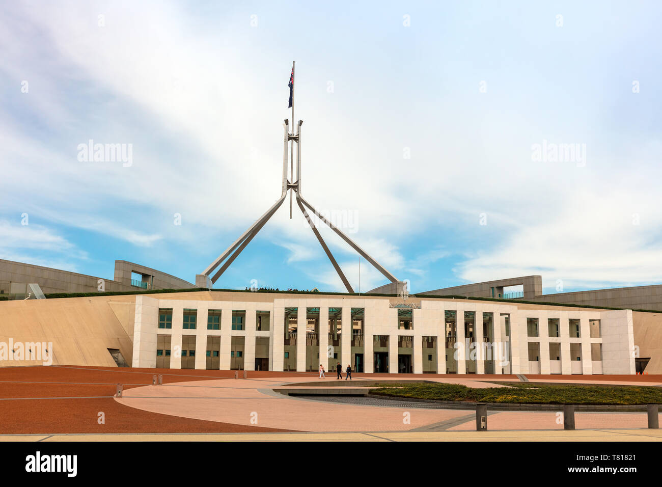 Parliament House, Canberra was opened on 9 May 1988 by Elizabeth II, it cost more than A$1.1 billion to build. Stock Photo