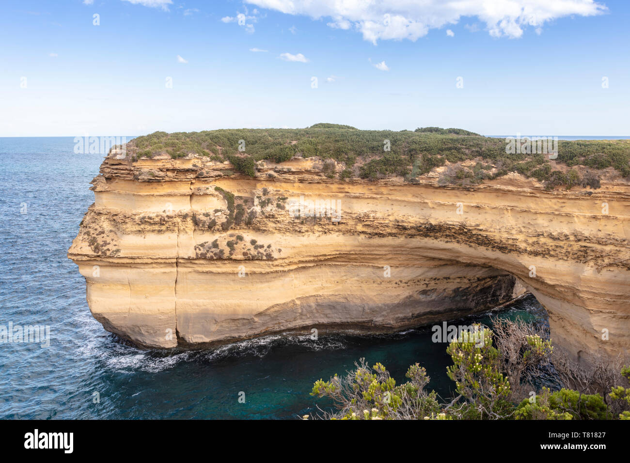 Scenic view alongside the Great Ocean Road in Australia including the Twelve Apostles limestone stack formations. Stock Photo