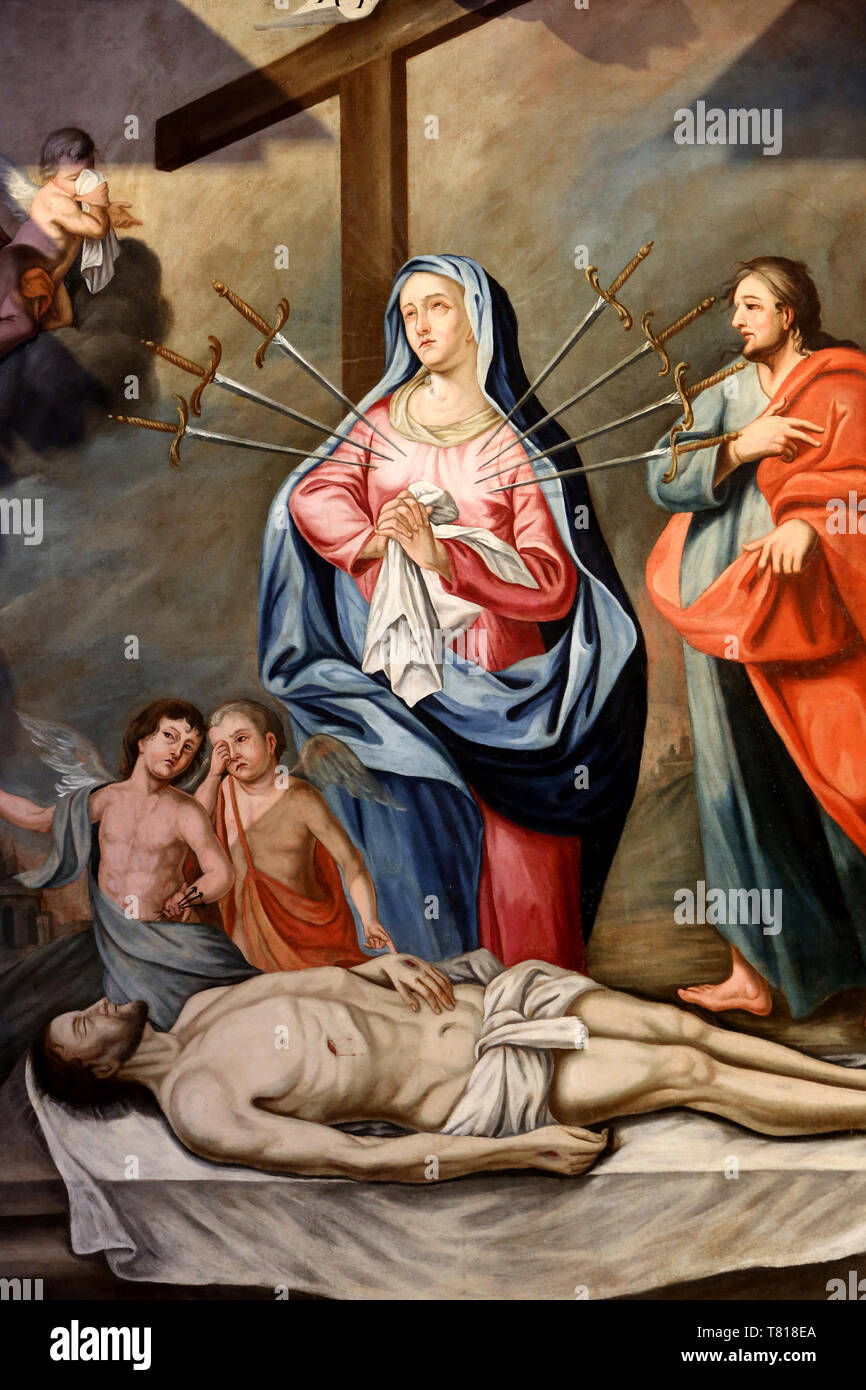 Vierge des 7 douleurs. Eglise NotreDame de l'Assomption. Cordon Stock