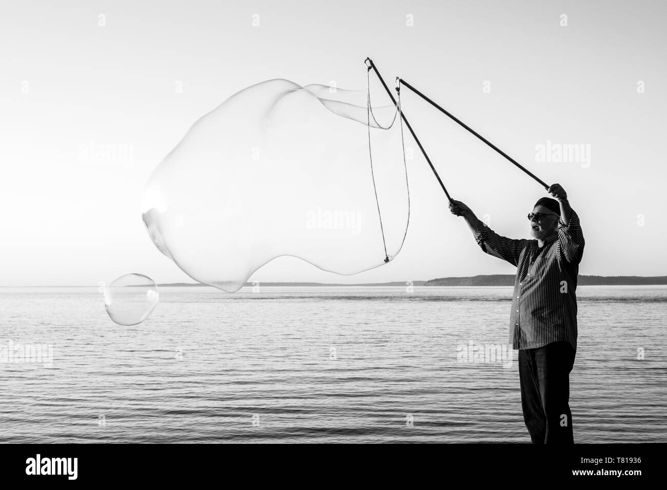 Happy floating bubble Black and White Stock Photos & Images Alamy