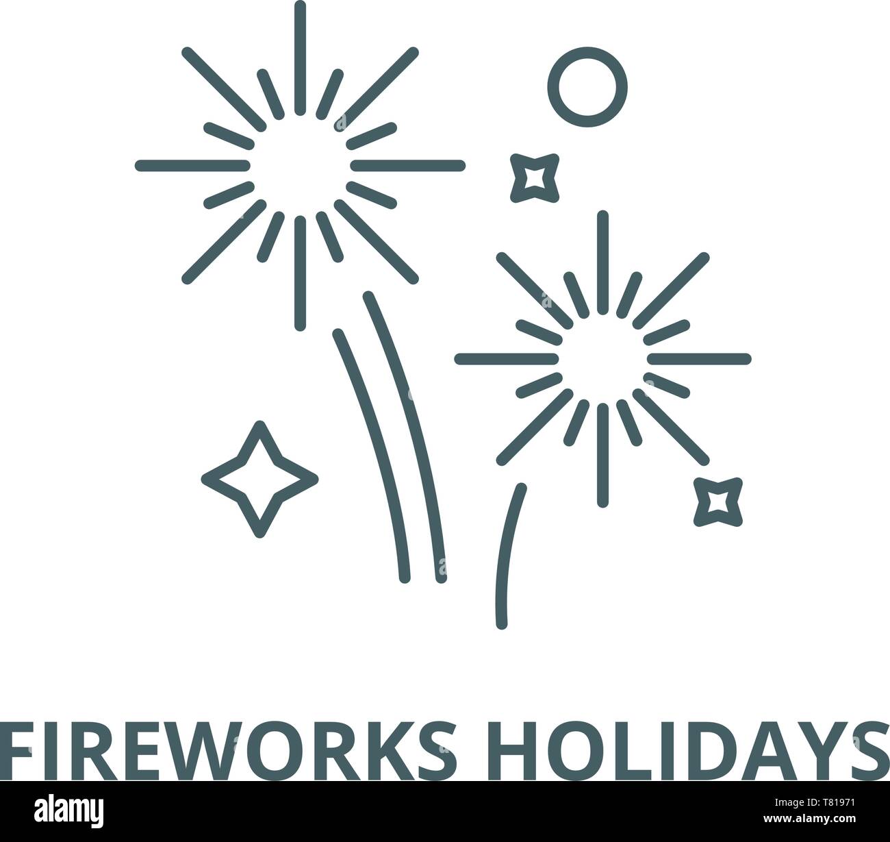 Fireworks holidays vector line icon, outline concept, linear sign Stock Vector