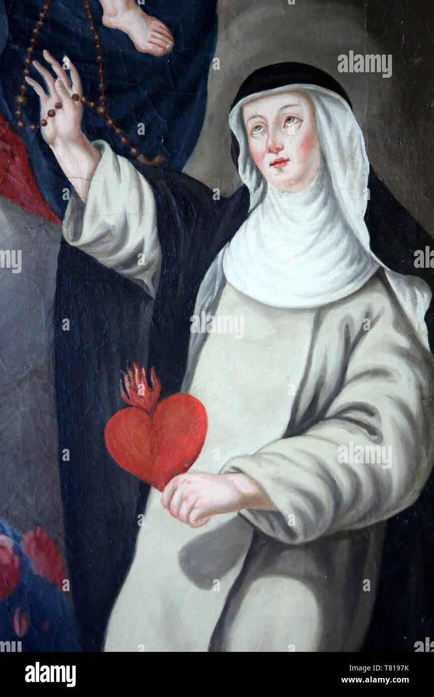 Détails. Assomption. Vierge-Marie. Sainte-Catherine de Sienne. Eglise Notre-Dame de l'Assomption. Cordon. Stock Photo