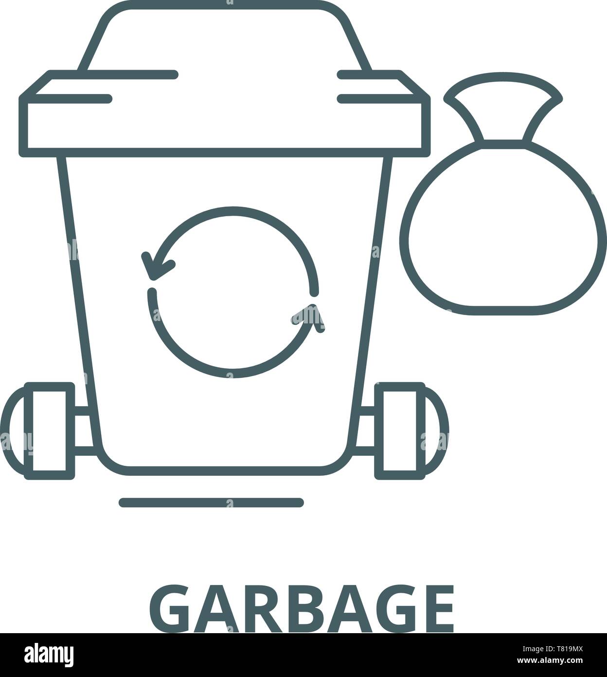 Garbage vector line icon, linear concept, outline sign, symbol Stock ...