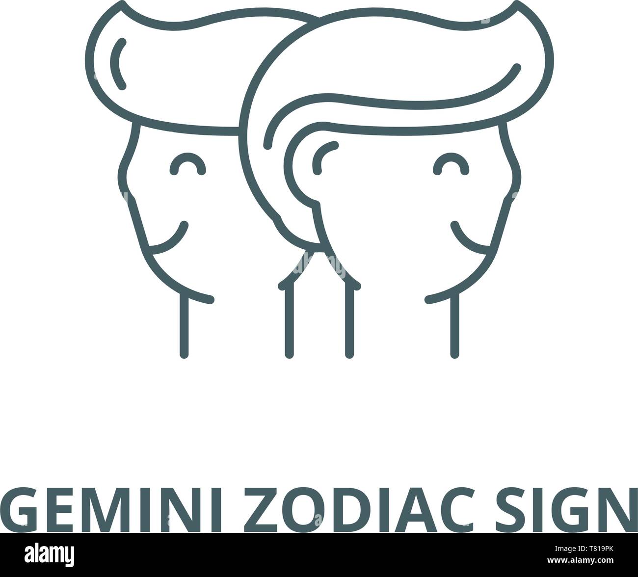Gemini zodiac sign vector line icon, linear concept, outline sign