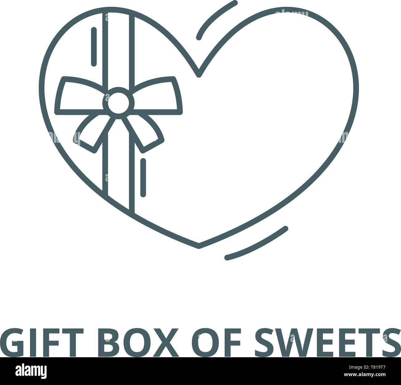 Gift box of sweets vector line icon, linear concept, outline sign ...