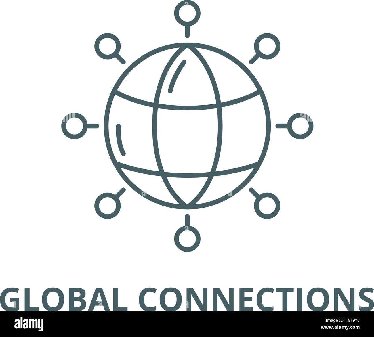 Global connections vector line icon, linear concept, outline sign, symbol Stock Vector Image