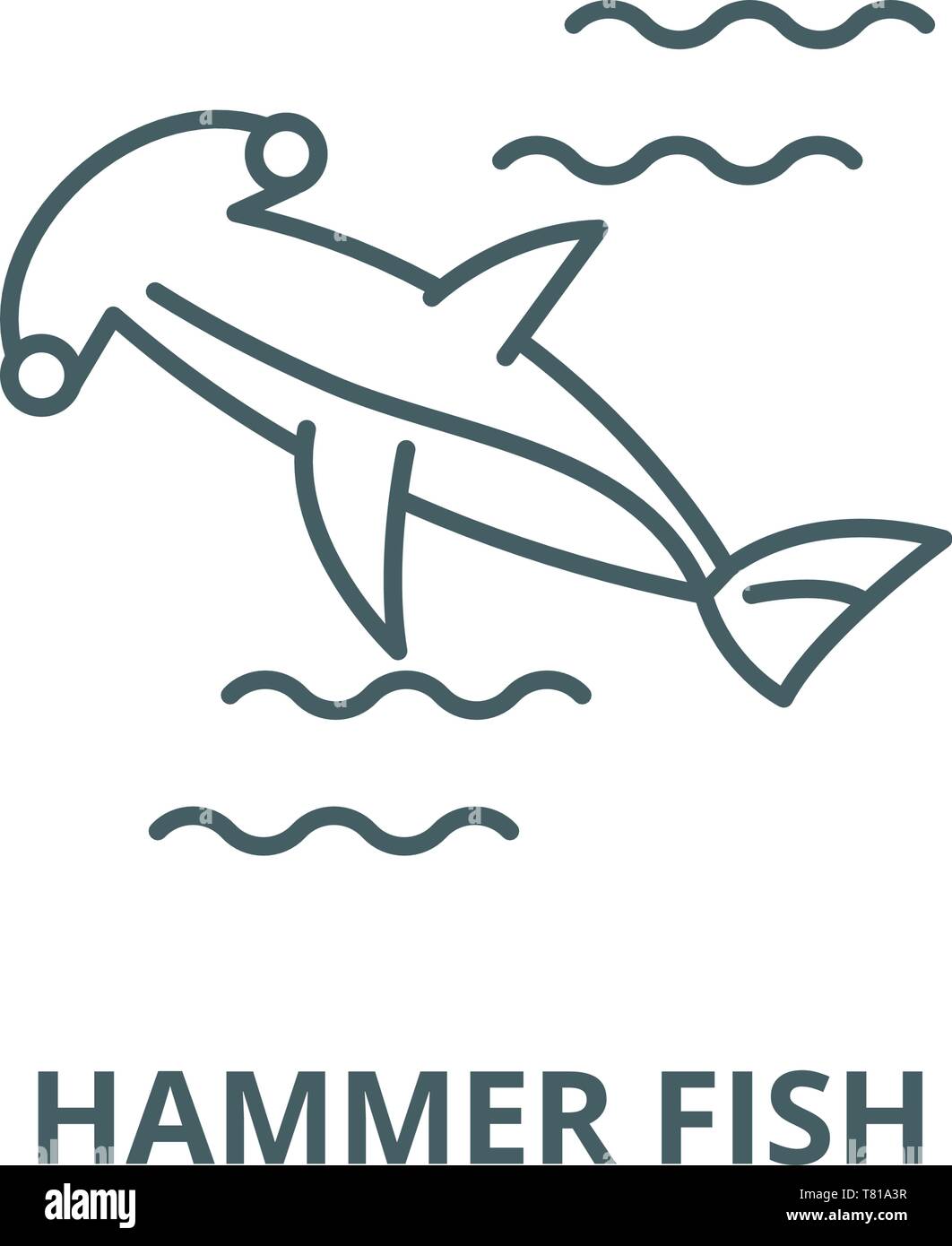 Hammer fish vector line icon, linear concept, outline sign, symbol ...