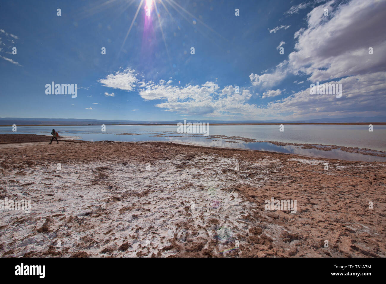 Cloud reflections at Laguna Tebinquiche, San Pedro de Atacama, Chile Stock Photo